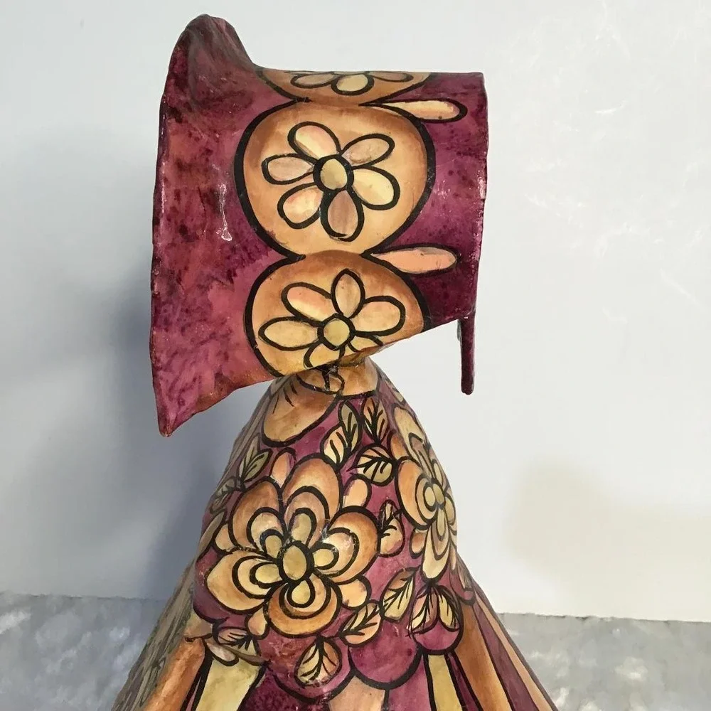 Hector Ruiz Vintage Hand Painted Paper Mache Folk Art Doll Figurine Southwestern